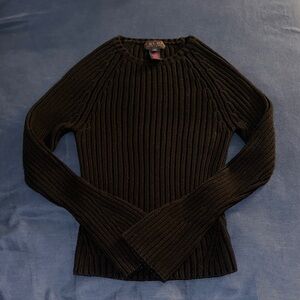 Ralph Lauren Black Ribbed Crewneck Sweater